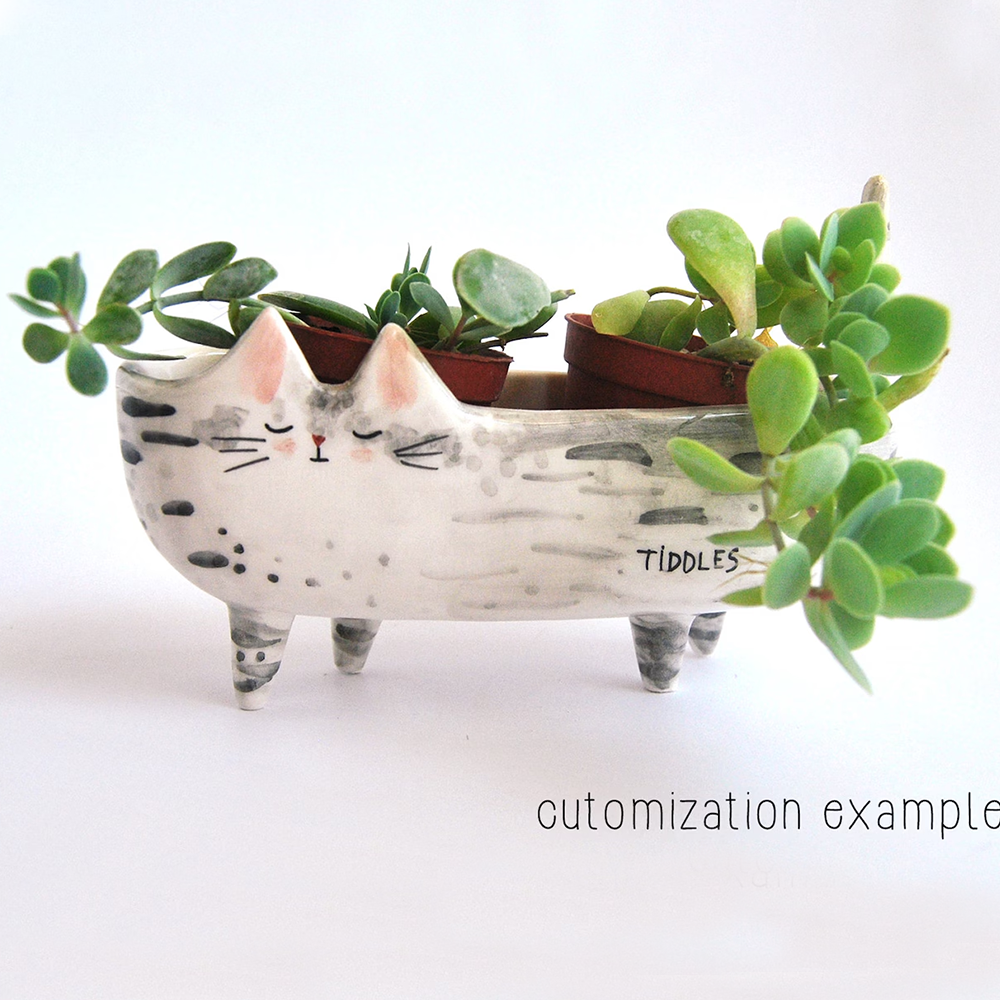 Personalizated Ceramic Cat Planter