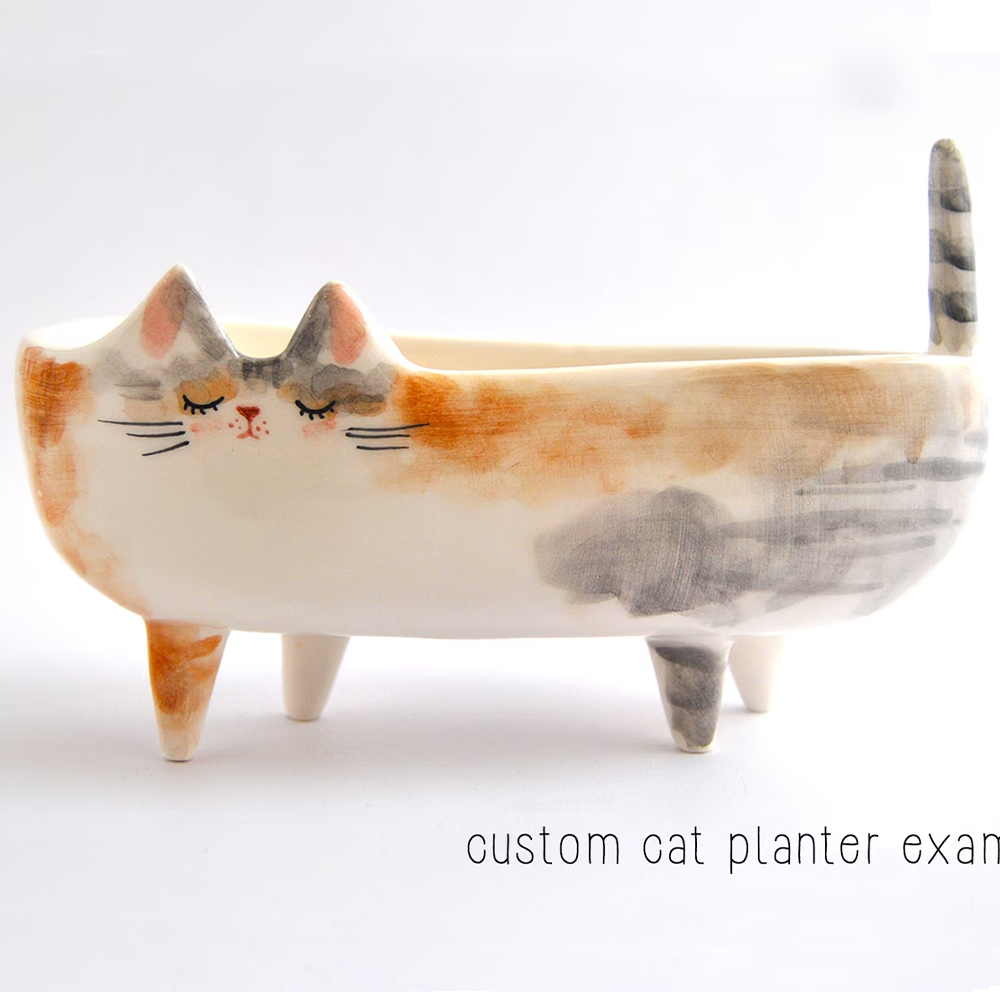 Personalizated Ceramic Cat Planter